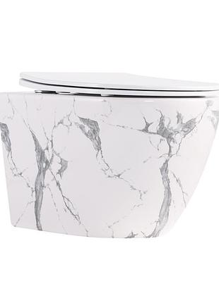 Унитаз подвесной robin ultra quiet 490×365×325 мм, marble, с сиденьем slim duroplast / soft-close / quick release qt13332381аsmr