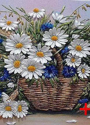 Алмазная мозаика на подрамнике colorart 40х50 букет ромашек и васильков spp122 + подарок лак для покрытия