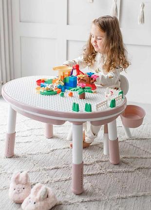 Дитячий багатофункціональний столик та стільчик poppet мультиплей 5в1 rose