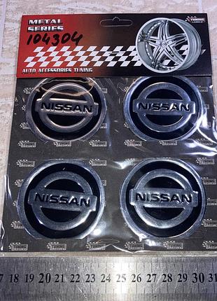 Наклейка на колісний диск ковпак d60мм ніссан nissan чорна комплект 4шт sahler