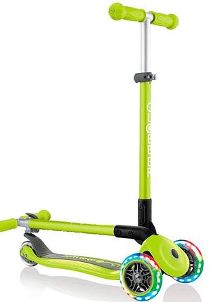 Складний самокат globber primo foldable lights з підсвічуванням lime green
