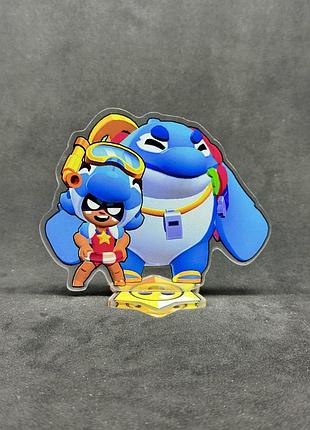 Акриловая коллекционная фигурка brawl stars базз и нита 10 см