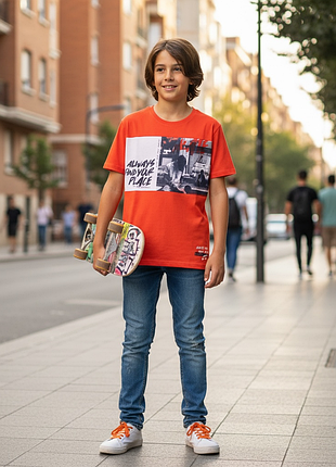 10-12 лет футболка детская оранжевая skate nation