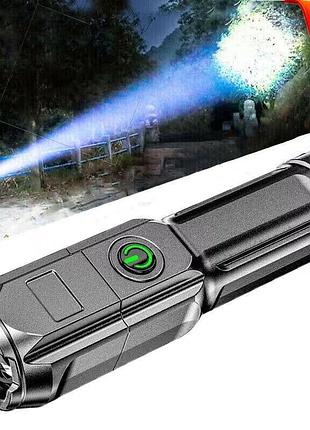 Аккумуляторный ручной фонарик f15-t с телескопическим зумом и usb зарядкой мощный led фонарь (водонепроницаемый)