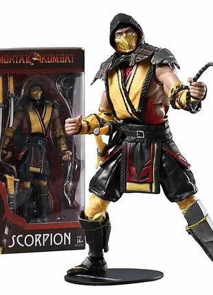 Коллекционная фигурка mortal kombat scorpion / скорпион – экшн-фигура 18 см с аксессуарами, мечами и копьем / action figure mk /