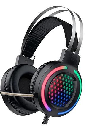 Игровые геймерские накладные наушники hoco gaming esd03 с микрофоном и led подсветкой