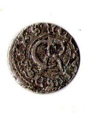 Лівонія › шведська окупація риги 1 солід, 1660-1665 срібло (білон), 0.55g, ø 15mm №3466