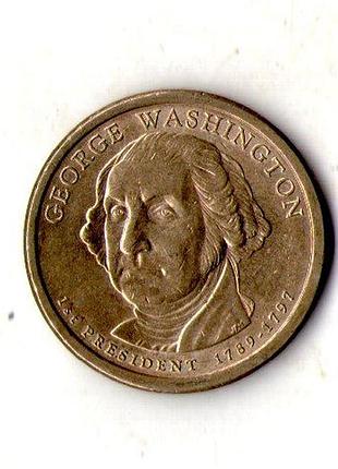 Сша 1 долларов, 2007 1-й президент сша - джордж бангладеш (1789-1797) медь с марганцево-платунным покрытием, 8.1g, ø 26.5mm no2801