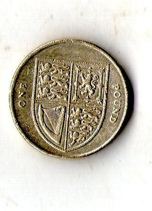 Велика британія › королева єлизавета ii 1 фунт, 2008-2015 нікель-латунь, 9.5g, ø 22.5mm №3092