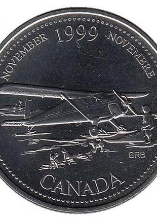 Канада 25ment, 1999 милиниум - листед 1999, авиасположение с севером никель, 5.05g, ø 23.88mm no019