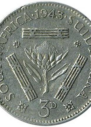Південно-африканська республіка король георг vi 3 пенса 1943 рік срібло №2576