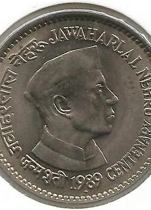 Індія 1 рупія, 1989 100-та річниця - народження неру №2563