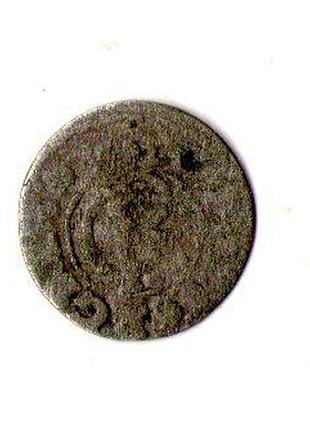 Лівонія › шведська окупація риги 1 солід, 1660-1665 срібло (білон), 0.55g, ø 15mm №3491