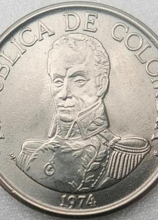 Колумбія 1 песо, 1974-1985 мідно-нікелевий сплав, 6.75g, ø 25.3mm №2089