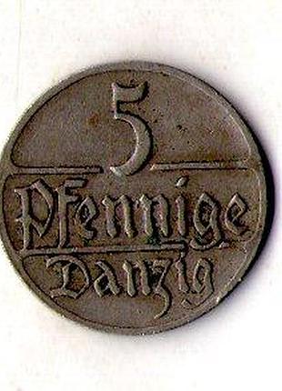 Німеччина данциг › вольный город данциг 5 пфенінгів 1923 рік №483