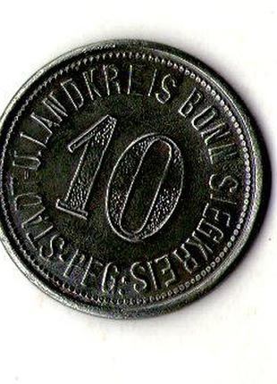 Німеччина - германия 10 пфеннингов 1918 нотгельд железо г.бонн №752
