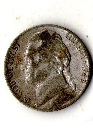 Сша 5 центів, 1943 рік джефферсон нікель срібло мон.двір р №448
