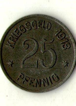 Німеччина - германия 25 пфеннингов 1918 нотгельд железо г.гобленц №372