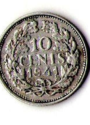 Нідерланди 10 0 млн, 1941 рік срібло королева модиліна no774