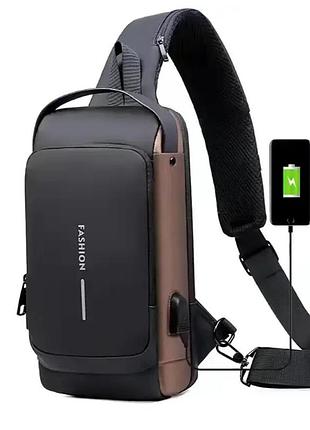Сумка чоловіча через плече walter з кодовим замком, водонепроникна