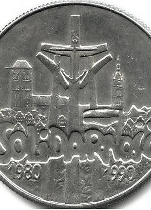 Польша 10.000 злотых, 1990 10 лет независимому самоуправляемому профсоюзу «солидарность»