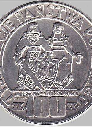 Польша 100 злотых, 1966 тысячелетие польши срыбло 20 гр. №2280