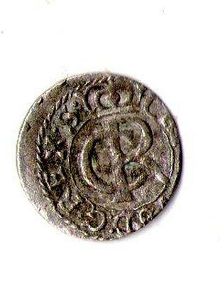 Лівонія › шведська окупація риги 1 солід, 1660-1665 срібло (білон), 0.55g, ø 15mm №3424