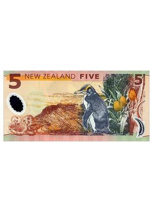 Банкнота новая зеландия new zealand 5 dollars 2009 полимер unc