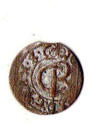 Лівонія › шведська окупація риги 1 солід, 1660-1665 срібло (білон), 0.55g, ø 15mm №3430