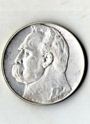 Польща друга республіка 10 злотих 1935 рік срібло 22 гр. пелсуцький №2934