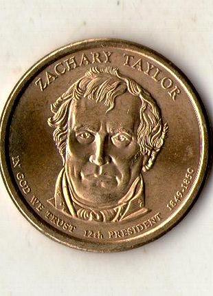 Сша 1 долларов, 2009 12-й президент сша - закари тейлор (1849-1850) медь с марганцево-платунным покрытием, 8.1g, ø 26.5mm no1949