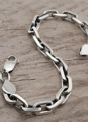 Серебряный браслет мужской якорное плетение. мужской браслет якорный на руку серебро 925. ширина 8 мм. 20 см