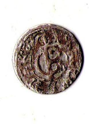 Лівонія › шведська окупація риги 1 солід, 1660-1665 срібло (білон), 0.55g, ø 15mm №3458