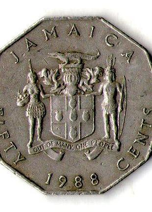 Ямайка 50цент, 1988 год медно-никелевый сплав, 12.45g, ø 31.6mm no2936