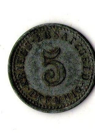 Німеччина - германия 5 пфеннингов 1917-1920 нотгельд цинк №326