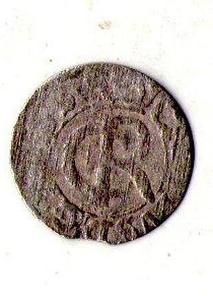 Лівонія › шведська окупація риги 1 солід, 1660-1665 срібло (білон), 0.55g, ø 15mm №3413
