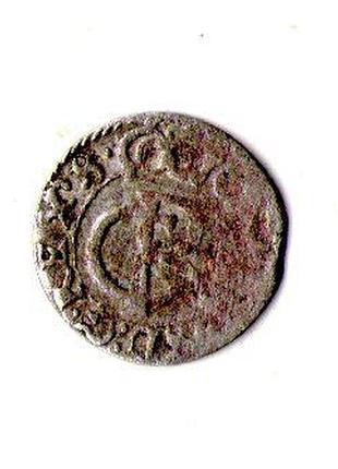 Лівонія › шведська окупація риги 1 солід, 1660-1665 срібло (білон), 0.55g, ø 15mm №3451