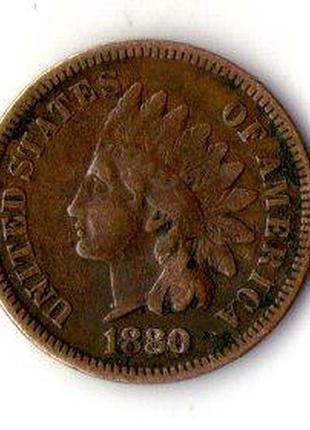 Сша 1 цент, 1880 год indian head cent №904