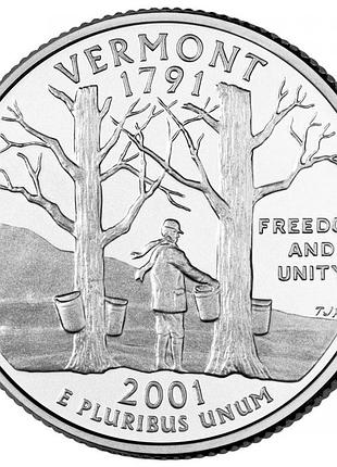 Сша ¼ доллара, 2001 квотер штата вермонт №1823