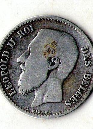Бельгія - бельгия › король леопольд ii 1 франк 1866 рік срібло №329