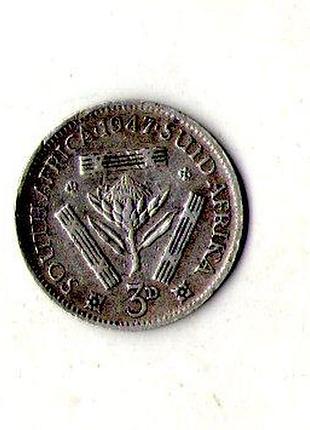 Юар › король георг vi 3 пенса, 1937-1947 серебро 0.800, 1.41g, ø 16.25mm №1894