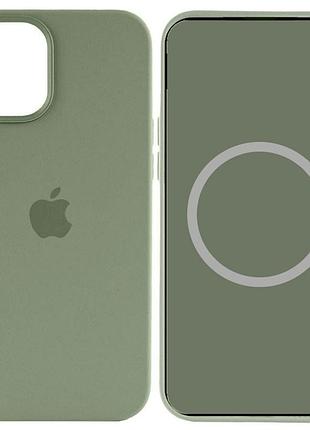 Чохол silicone case (aaa) with magsafe and animation для apple iphone 15 pro (6.1") зелений / cypress