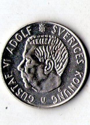 Швеція › король густав vi адольф 1 крона 1966 рік срібло №1625