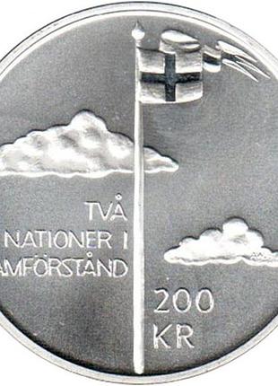 Швеція › король карл xvi густав 200 крон, 2005 100-річчя закінчення союзу між норвегією та швецією срібло