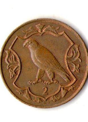 Остров мен ø королева елизавета ii 2 пенса, 1986 год бронза, 7.12g, ø 25.91mm no2622