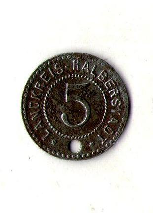 Німеччина - германия 5 пфеннингов 1917 нотгельд железо №924