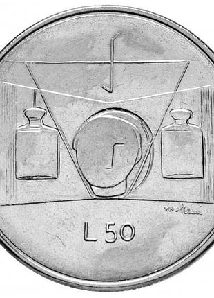 Сан марино 50 лир, 1976 республика нержавеющая сталь, 6.25g, ø 24.8mm no2564