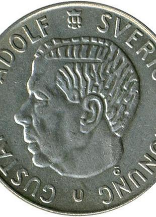 Швеція ø король густав vi адольф 1 крона, 1952-1968 срібло no1169