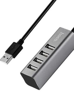 Usb hub хаб на 4 usb порта hoco hb1 серый