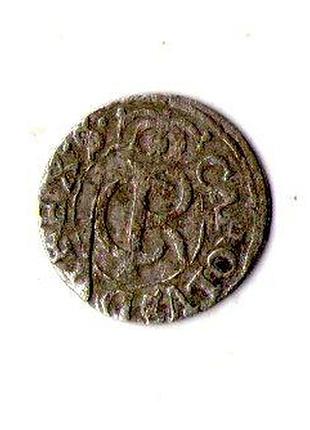 Лівонія › шведська окупація риги 1 солід, 1660-1665 срібло (білон), 0.55g, ø 15mm №3450